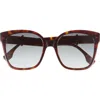 Fendi Ff Diamonds 55mm Gradient Square Sunglasses In Brown