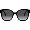 Fendi Ff Diamonds 55mm Gradient Square Sunglasses In Black