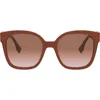 Fendi Ff Diamonds 55mm Gradient Square Sunglasses In Brown