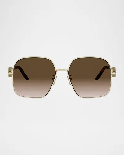 Fendi Ff Diamonds 58mm Metal Square Sunglasses In Brown