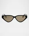 Fendi Ff Diamonds Acetate Cat-eye Sunglasses In Black