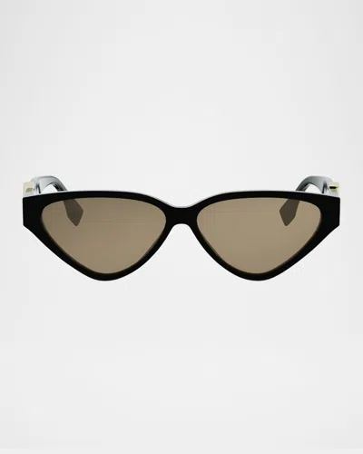 Fendi Ff Diamonds Acetate Cat-eye Sunglasses In Black