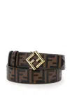Shop Fendi 'ff Diamonds' Brown And Black Reversible Belt In Leather Woman In Multicolor