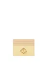 Fendi Yellow And Beige Leather Flat Card Holder