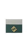 Fendi Color Block Cardholder Gold-tone Hardware In Green