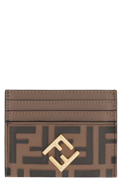 Fendi Ff Diamonds Card Case In Brown