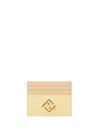Fendi Yellow And Beige Leather Flat Card Holder