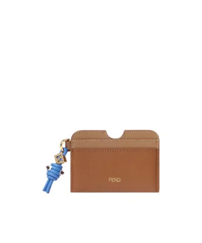 Fendi Ff Diamonds Card Case In Brown