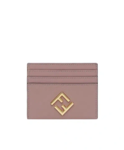 Fendi Ff Diamonds Card Holder In Nude