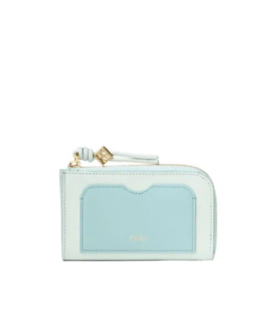 Fendi Ff Diamonds Card Case Pouch In Blue