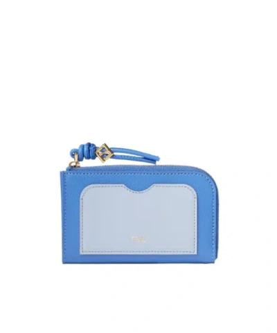 Fendi Ff Diamonds Card Case Pouch In Blue
