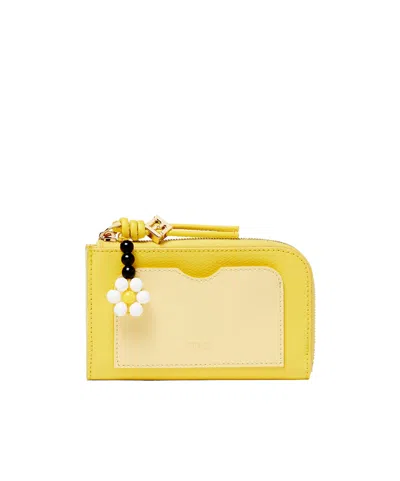 Fendi Ff Diamonds Card Case Pouch In Red