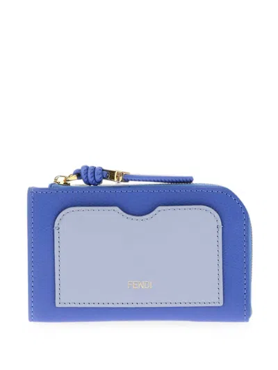 Fendi Ff Diamonds Card Holder In Blue