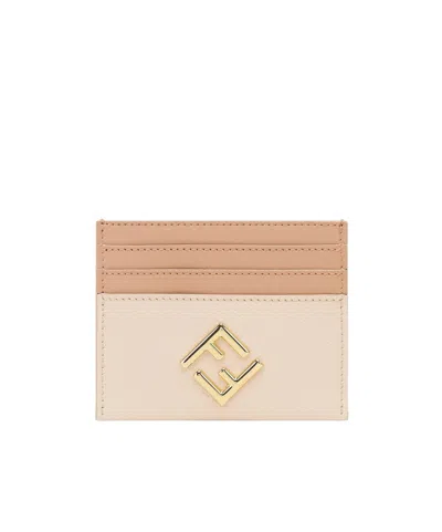 Fendi Ff Diamonds Card Holder In Nude
