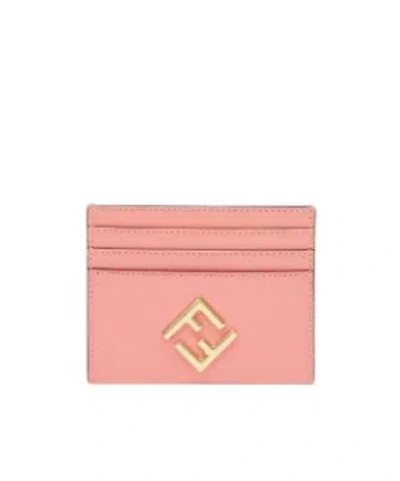 Fendi Ff Diamonds Card Holder In Pink