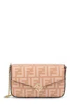 Fendi Wallet On Chain Leather Shoulder Bag With Ff Embossed Motif