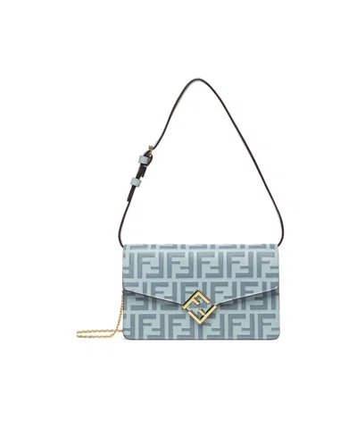 Fendi Ff Diamonds Chain Wallet In Gray