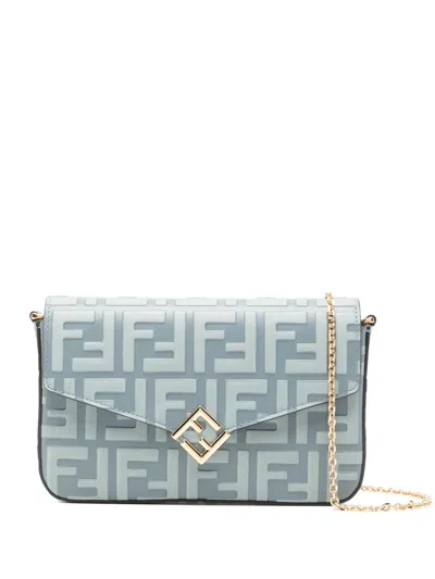 Fendi Ff Diamonds Leather Wallet On Chain In Pattern
