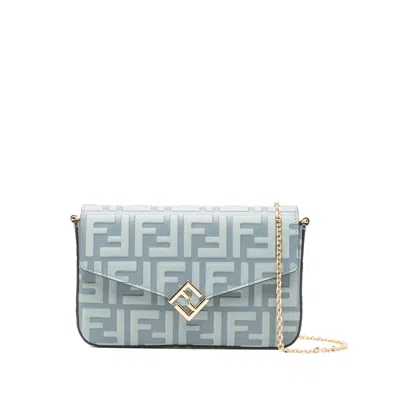 Fendi Ff Diamonds Clutch In Blue