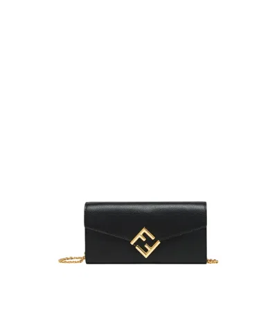 Fendi Ff Diamonds Continental Wallet In Black