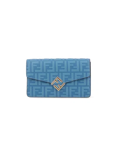 Fendi 'ff Diamonds' Crossbody Wallet In Light Blue