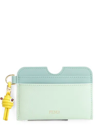 Fendi Ff Diamonds Fish-charm Card Holder In Green
