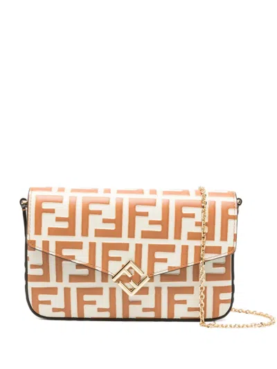 Fendi Ff Diamonds Flap Crossbody Bag In Neutral