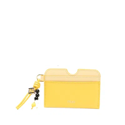 Fendi Ff Diamonds Flower-detail Card Holder In Yellow