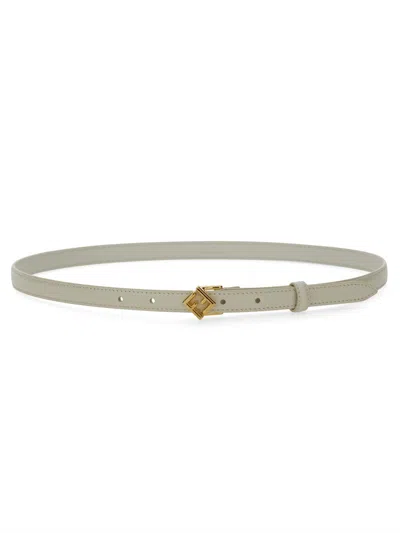Fendi Ff Diamonds Leather Belt In White