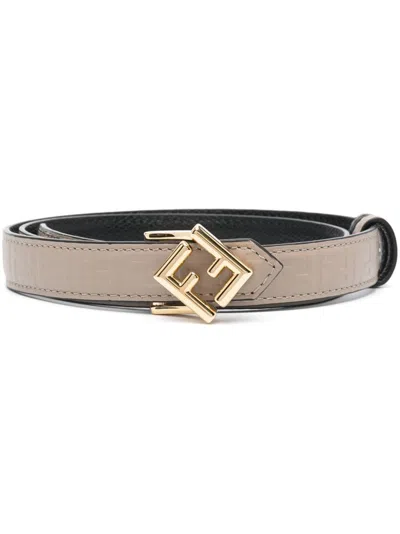 Fendi Ff Diamonds Leather Belt In Black