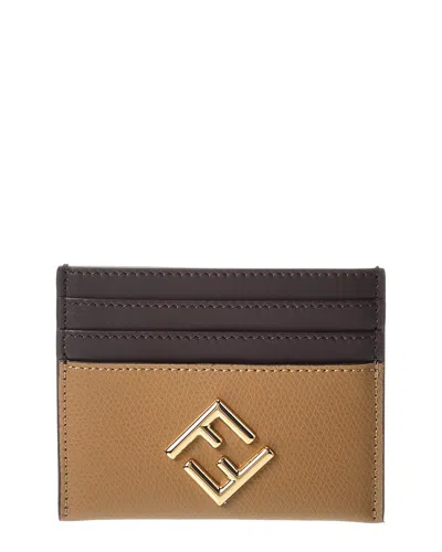 Fendi Ff Diamonds Leather Card Case In Brown