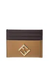 Fendi Ff Diamonds Leather Card Case In Brown