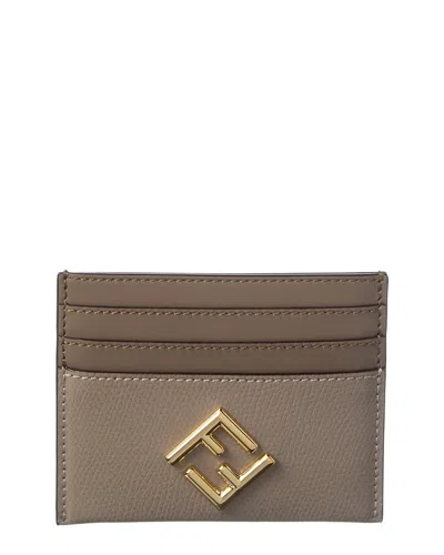Fendi Ff Diamonds Leather Card Holder In Beige