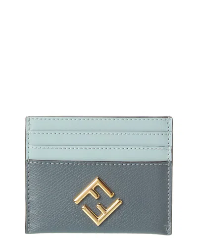 Fendi Ff Diamonds Leather Card Holder In Blue