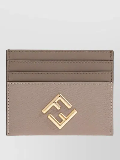 Fendi Ff Diamonds Leather Card Holder Case In Brown