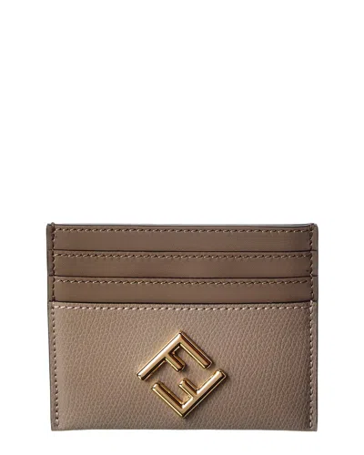 Fendi Ff Diamonds Leather Card Holder In Neutral