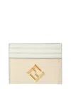 Fendi Yellow And Beige Leather Flat Card Holder In White
