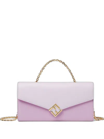 Fendi Ff Diamonds Leather Clutch Bag In Purple