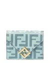 Fendi Ff Diamonds Leather Wallet In Blue