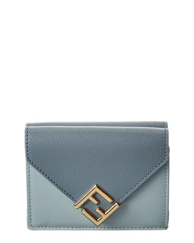 Fendi Ff Diamonds Leather Wallet In Blue