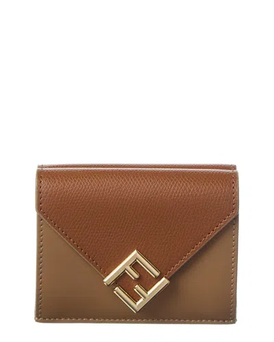 Fendi Ff Diamonds Leather Wallet In Brown