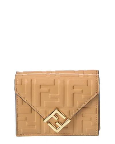 Fendi Ff Diamonds Leather Wallet In Neutral