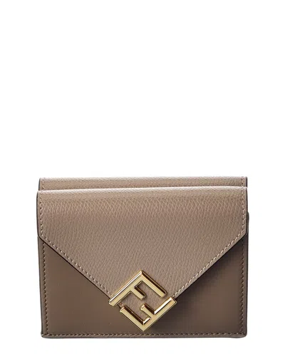 Fendi Ff Diamonds Leather Wallet In Gray