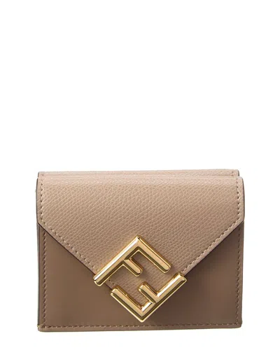 Fendi Ff Diamonds Leather Wallet In Brown