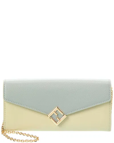 Fendi Ff Diamonds Leather Wallet On Chain