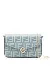 Fendi Ff Diamonds Leather Wallet On Chain Bags In Blue