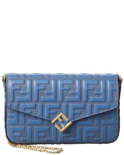 Fendi Ff Diamonds Leather Wallet On Chain In Multi