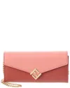 Fendi Ff Diamonds Leather Wallet On Chain In Pink