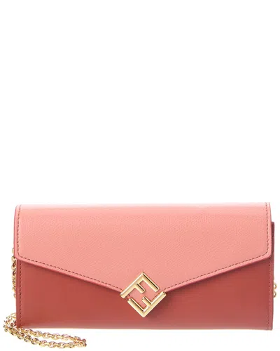 Fendi Ff Diamonds Leather Wallet On Chain In Pattern