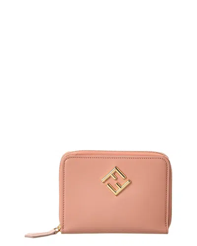 Fendi Ff Diamonds Leather Wallet In Pink